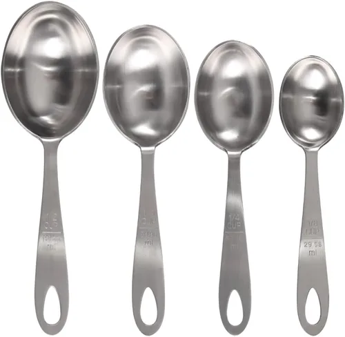 Miniatura 4 de Lindy's MPC4 - Juego de cucharas medidoras de acero inoxidable de 4 piezas, plata, 9 pulgadas de largo