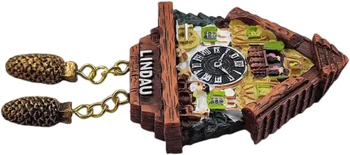 Miniatura 6 de Lindau Baviera Alemania - Reloj de cuco para nevera, imán 3D, recuerdo de viaje, decoración de nevera, calcomanía magnética, colección