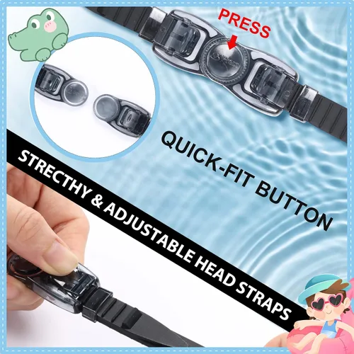 Miniatura 5 de Theuzi Paquete de 3 gafas de natación para niños, gafas de natación con lente de visión amplia de una pieza de 3 a 15 años