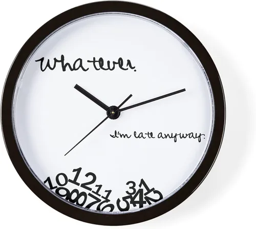 CafePress Late Anyway - Reloj de pared de 10 pulgadas para sala de estar, cocina u oficina