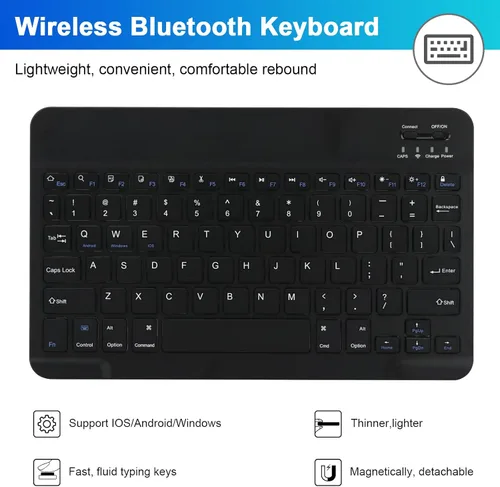 Miniatura 5 de Funda de teclado LAMA para iPad de 10.2 pulgadas, estuche inalámbrico con teclado con soporte para lápices para iPad de 10.2 y 10.5 pulgadas