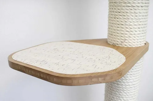 Miniatura 7 de Catastrophic Creations - Rascador de pared para gatos de 3 niveles con estantes para gatos, poste rascador de bambú y sisal para gatos, postes Bambú