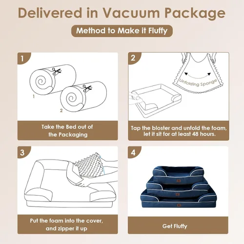 Miniatura 200 de EHEYCIGA – Cama ortopédica impermeable para perros pequeños, de espuma viscoelástica tipo caja de huevos, con bordes elevados y base antideslizante