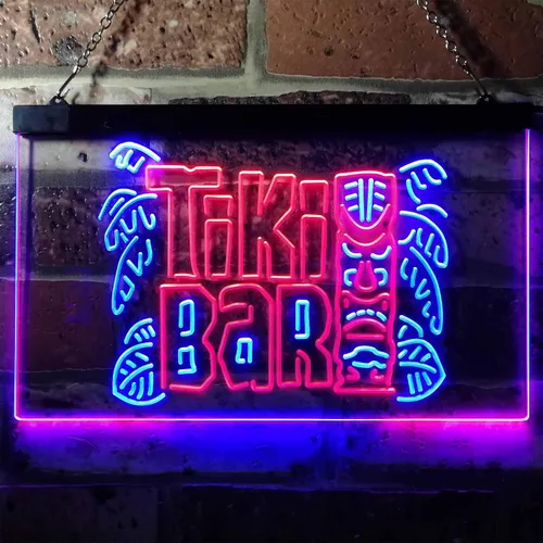 Miniatura 2 de ADVPRO Tiki Bar Mask Beer Pub Club Wine Dual Color LED Neon Sign Blue & Red 12" x 8.5" st6s32-i3139-br