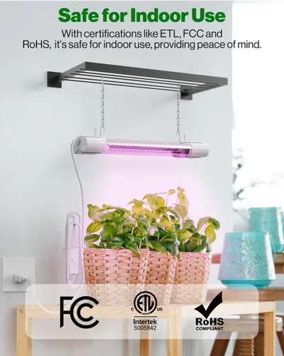 Miniatura 7 de Sunco - Luz LED de crecimiento de 1 pie, 10 W, espectro completo, para inicio de semillas, plántulas, plantas de interior, enchufe suspendido