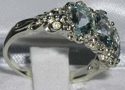 Miniatura 3 de Anillo de plata de ley 925 auténtica aguamarina para mujer