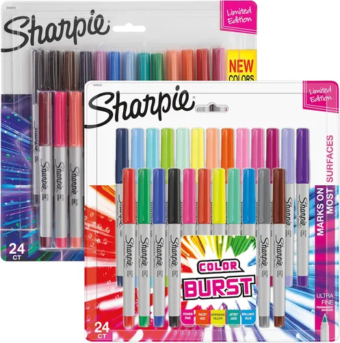 Sharpie Marcadores permanentes, 24 unidades de color cósmico y 24 marcadores de punta ultrafina, 48 unidades en total
