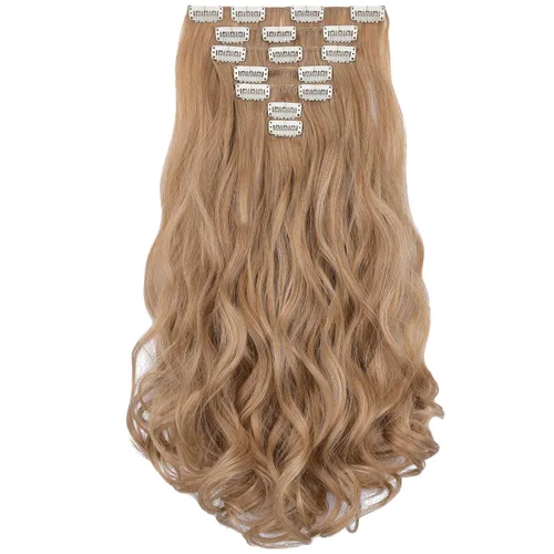 Miniatura 23 de SYXLCYGG Extensiones de cabello rubio, 2 unidades, extensiones de cabello con clip de 22 pulgadas, 5 onzas, lacio, sintético, esponjoso, rubio