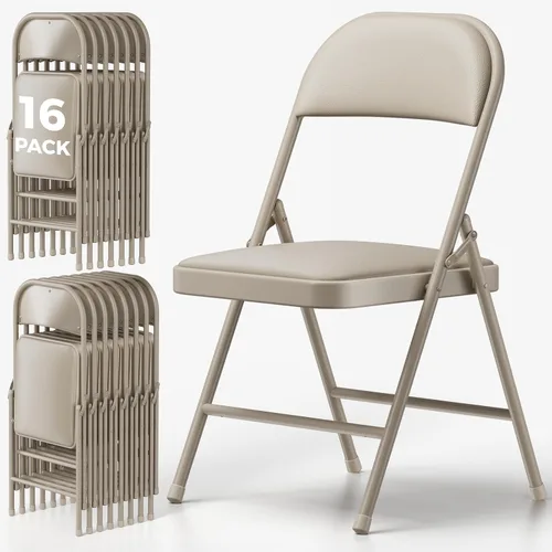 Miniatura 25 de Paquete de 2 sillas plegables, sillas de comedor plegables de piel sintética con asiento y respaldo acolchados, juego de sillas plegables