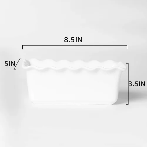 Miniatura 3 de Molde de pan antiadherente de porcelana para hornear, 8.5 x 5 pulgadas, color blanco