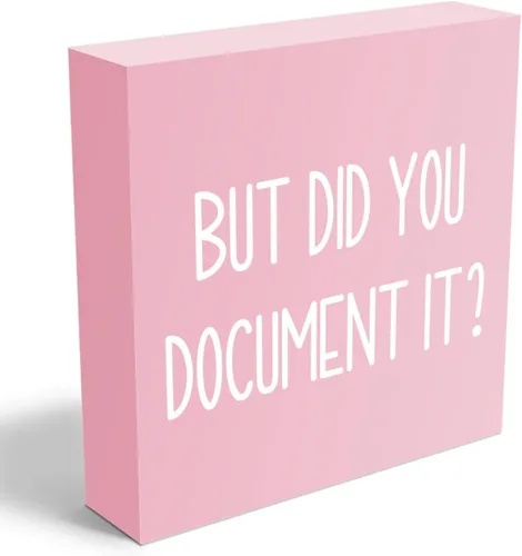 Miniatura 11 de mmiishe Letrero decorativo de madera con texto en inglés «But Did You Document It» para oficina, caja de madera para oficina, letrero cuadrado Negro
