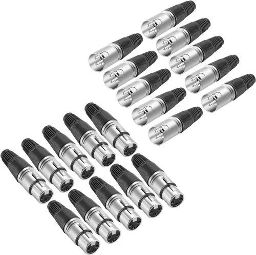 Miniatura 6 de Neewer Micro Snake 3 Pin XLR Cargador Conector 20pcs Audio Jack Micrófono Conector con Cable Cargador 10 Macho y 10 Conectores Hembra Aleación