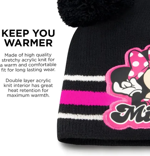 Miniatura 4 de Disney Girls Toddler Winter Hat Scarf Mittens Set 2-4 Or Minnie Mouse Hat Scarves Kids Gloves Sets 4-7