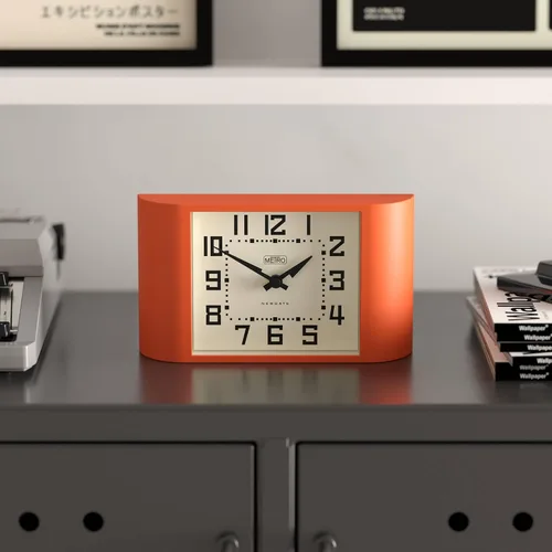 Miniatura 2 de NEWGATE® Mini reloj de escritorio Metro Reloj de repisa retro Negro Estilo de mediados de siglo para escritorio, mesa, estante o mesita