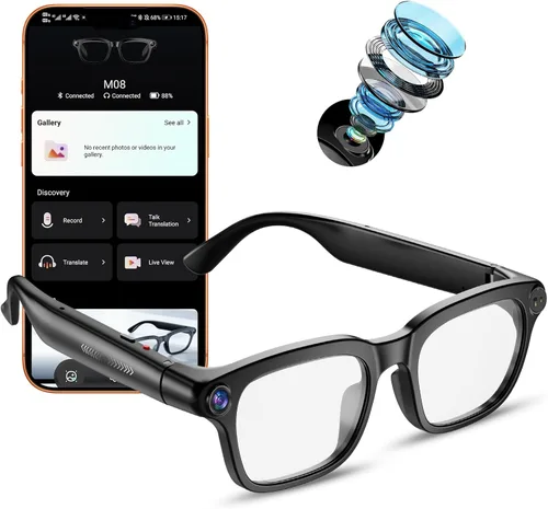 Miniatura 10 de Lentes inteligentes Ai con cámara, grabación de fotos y video HD 4K 8MP con traducción en tiempo real/reconocimiento de objetos/voz