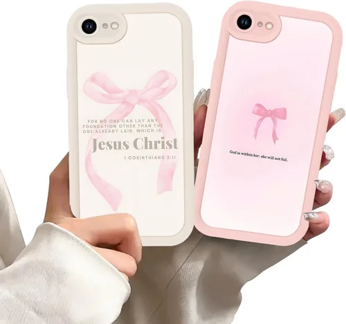 Miniatura 65 de Paquete de 2 fundas protectoras para iPhone 13 de 6.1 pulgadas con versículo bíblico de Jesús y cruz cristiana floral, para mujeres y niñas, funda