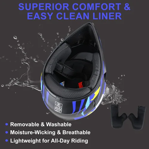 Miniatura 5 de Casco de motocross para jóvenes, aprobado por el DOT, cascos para niños ATV con gafas, guantes y máscara, para motocross, ATV, BMX Off-Road