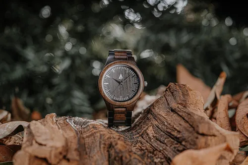 Miniatura 7 de Reloj Treehut para hombre de madera de ébano y nogal con correa de madera y movimiento de cuarzo analógico