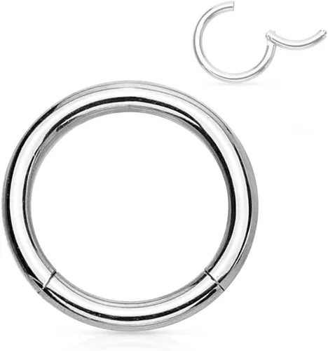 Miniatura 94 de Forbidden Body Jewelry - Piercing para la nariz de acero quirúrgico 316L con bisagra, 14G, 16G, 18G, diámetro de 15/64, 5/16, 25/64, 15/32 pulgadas
