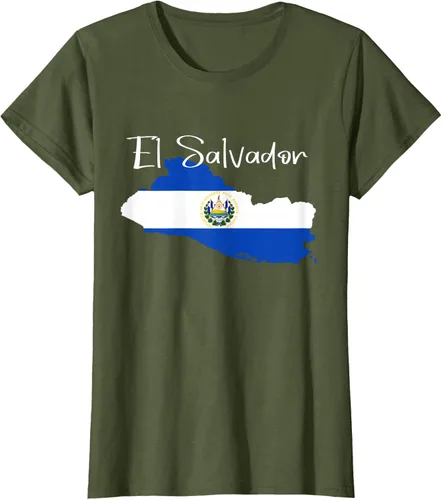 Miniatura 69 de Camiseta con la bandera de El Salvador, mapa de El Salvador, camiseta de Salvador para mujer