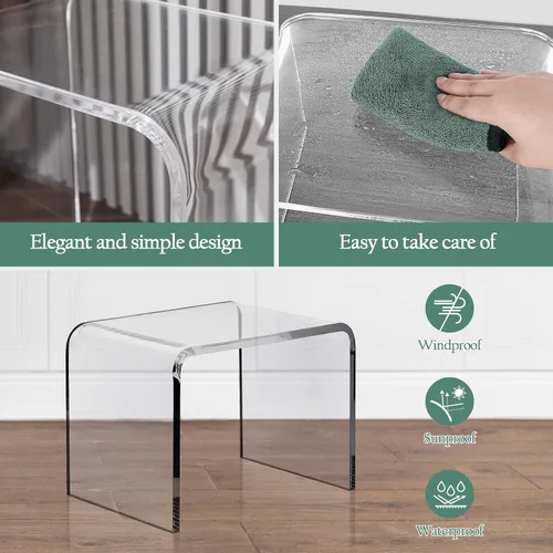 Miniatura 5 de uyoyous Banco de ducha y taburete de acrílico de 13 pulgadas, capacidad de 250 libras, asiento de baño impermeable, taburete de plástico