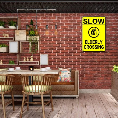 Miniatura 6 de Warn Elderly Crossing - Letrero de metal para uso en interiores y exteriores, 8 x 12 pulgadas