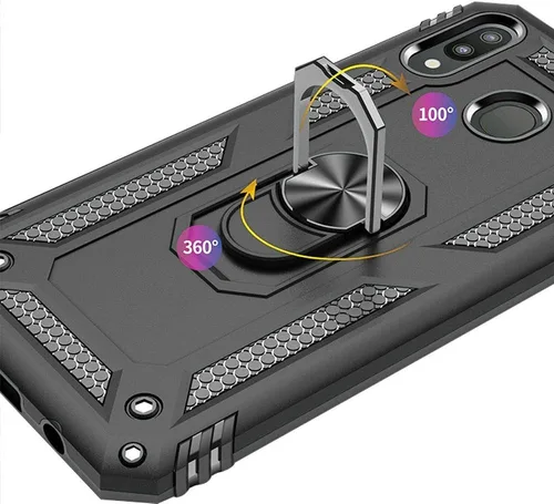 Miniatura 5 de TJS Funda compatible con Samsung Galaxy A20, Galaxy A30, con protector de pantalla de vidrio templado, anillo de metal, soporte magnético, soporte
