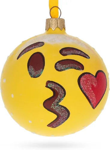 Cheeky Wink and Kiss - Bola de cristal con expresiones faciales, adorno navideño de 3.25 pulgadas