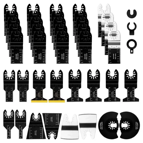 43 hojas de sierra oscilantes, kit multiherramienta premium para madera/metal/plástico, hojas de sierra de liberación rápida, compatible con Porter