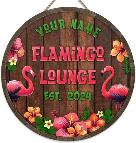Miniatura 20 de Artsy Woodsy Letrero de madera de flamenco personalizado (no tallado ni neón), decoración de verano, decoración de playa tropical náutica costera 01