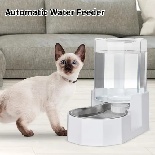 Miniatura 6 de Sfozstra - Dispensador de agua por gravedad: Comedero automático de 4L en acero inoxidable blanco para gatos sin filtros para mascotas, uso