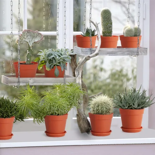 Miniatura 2 de SwinDuck Macetas de 4 pulgadas, paquete de 28 macetas pequeñas de plástico con agujeros de drenaje y platillos para flores, plantas, suculentas