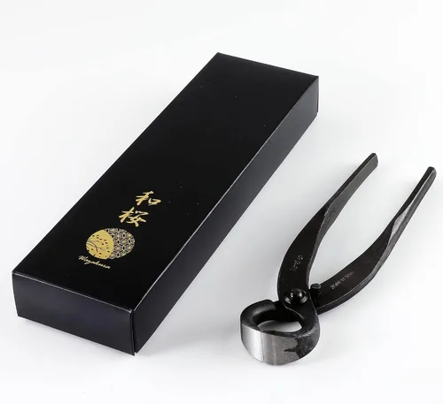 Miniatura 8 de Wazakura Cortador de raíz de bonsái forjado a mano fabricado en Japón, 6.7 pulgadas (6.693 in), cortador de árbol bonsái de acero al carbono negro