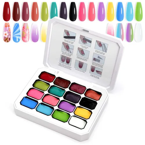 Miniatura 21 de Gel de Pintura con Degradado, 12 Colores Brillantes de Esmalte de Uñas en Gel Ombré para Uñas con Pigmento Pat Aura, Manicura Francesa DIY, Arte