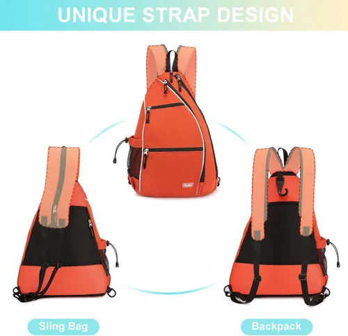 Miniatura 3 de Sucipi Pickleball Bag - Men's & Women's Pickleball Backpack, Adjustable Sling Bag w/Fence Hook/Large Capacity/Safety Pocket Naranja