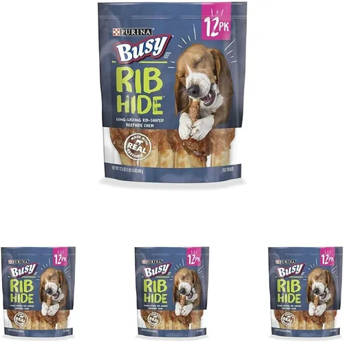 Miniatura 4 de Busy Purina Busy - Golosina de cuero crudo para perros de raza pequeña/media, piel de costilla, bolsa de 12
