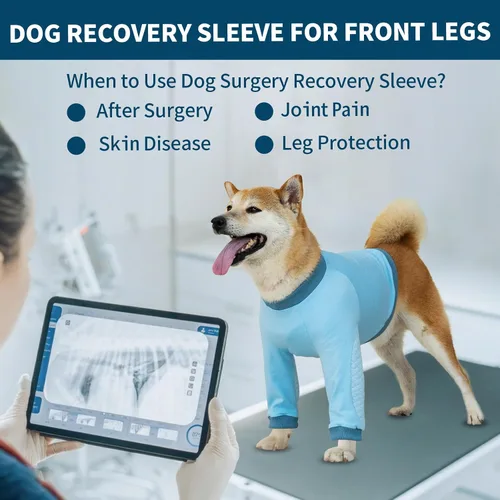 Miniatura 4 de Manga de recuperación para perros con protector de codo, traje de recuperación para patas delanteras del perro, traje de manga larga para mascotas
