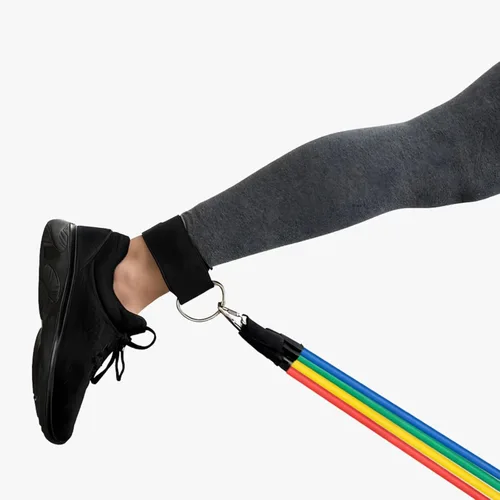 Miniatura 3 de THORZA Juego de 11 piezas de entrenamiento de fuerza de cuerpo completo con bandas de resistencia, bandas de ejercicio de tubo de 5 niveles, sin
