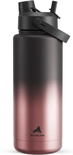 Miniatura 38 de POWCAN - Botella de agua térmica 2 en 1, sorbete y tapa con boquilla, antifugas, acero inoxidable sin BPA, apta portavasos automóvil, bebida fría 24