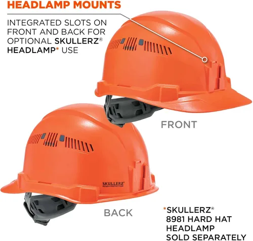 Miniatura 2 de Casco duro ventilado estilo gorra, con suspensión de trinquete, Clase C, Ergodyne Skullerz 8972, naranja