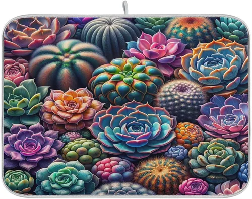Miniatura 10 de Tapete de secado de platos de calabaza de otoño con girasol para encimera de cocina, absorbente, almohadilla de microfibra para secar platos
