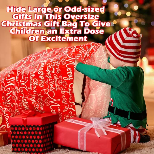 Miniatura 6 de Abbylike 16 bolsas de regalo de Navidad extra grandes de 44 x 36 pulgadas, bolsas gigantes de gran tamaño con etiquetas para regalos navideños