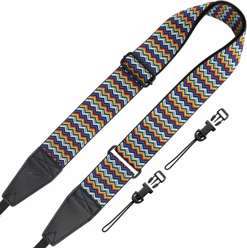 Miniatura 35 de Padwa Lifestyle Helios Moon God - Correa para cámara de 2 pulgadas, doble capa, extremos de piel vacuna, correas de cámara para fotógrafos, tejido