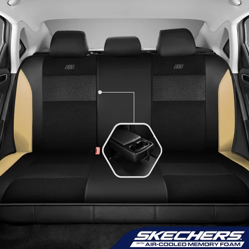 Miniatura 2 de Skechers Fundas para asientos con espuma viscoelástica y enfriamiento por aire, fundas para asientos de coche de piel premium con malla EVA
