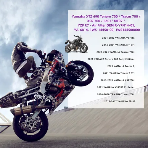Miniatura 3 de Filtro de aire 1WS-14450-00 para Yamaha MT07 MT-07 FZ-07 FZ07 YZF R7 XSR700 Tenere 700 Tracer 7 2016-2023 TC-Y7N14-S2 YA-6814