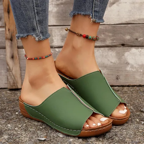 Miniatura 2 de Sandalias ortopédicas para mujer, plataforma elegante, sandalias ortopédicas con soporte de arco para pies planos, cómodos para caminar 2026 Verde