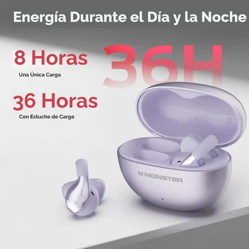 Miniatura 6 de Auriculares Monster Open Ear AC225, auriculares Bluetooth 6.0 inalámbricos, sonido estéreo, cómodos y ligeros con clip para la oreja y micrófono ENC