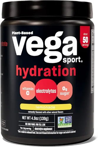 Vega Sport Hydration - Bebida de electrolito en polvo, limonada - Bebida de recuperación después del entrenamiento para mujeres y hombres, vitamina