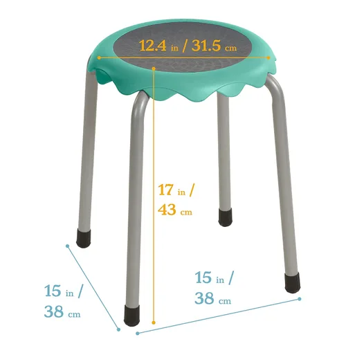 Miniatura 3 de ECR4Kids Daisy - Juego de Taburetes Apilables, Asientos Flexibles, Verde Agua, 8 Piezas Seafoam