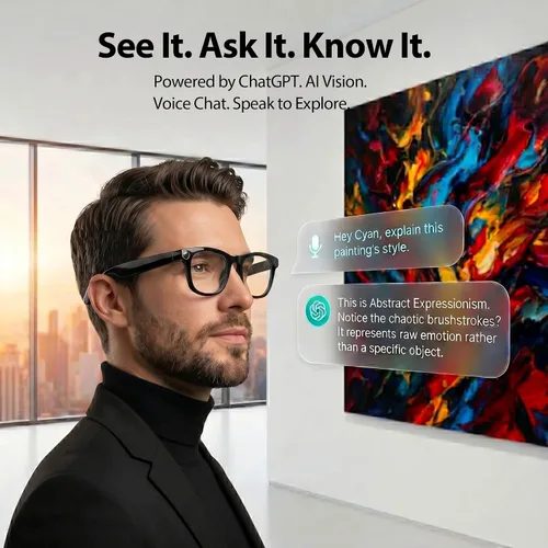 Miniatura 5 de EarlySincere Gafas inteligentes con cámara POV 4K de 8 MP, video HD, asistente de visión AI, transcriptor de traducción y voz, audio de oído
